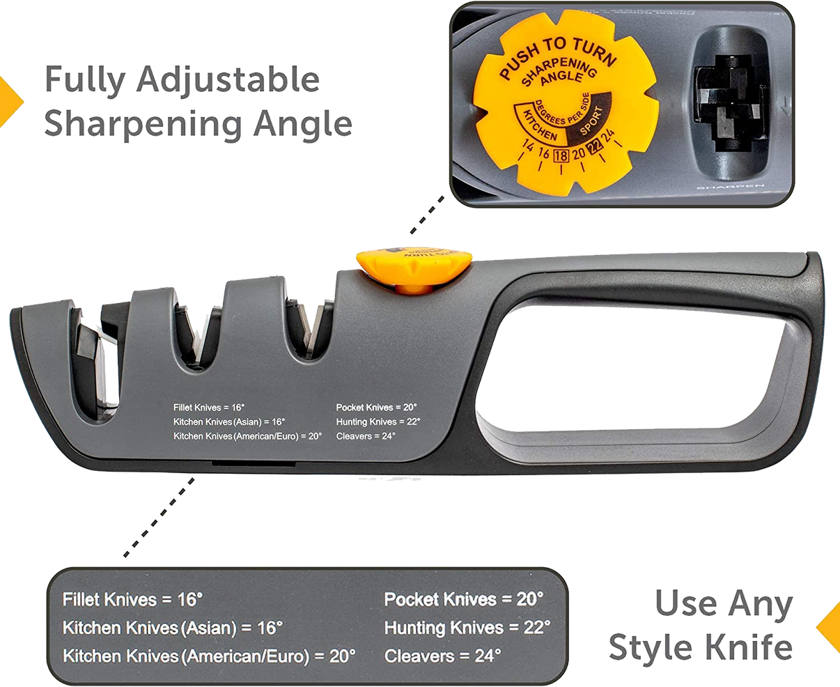 RAZORSHARP™ AwardWinning Knife Sharpener With Adjustable Angle — DiamondCoated Ceramic